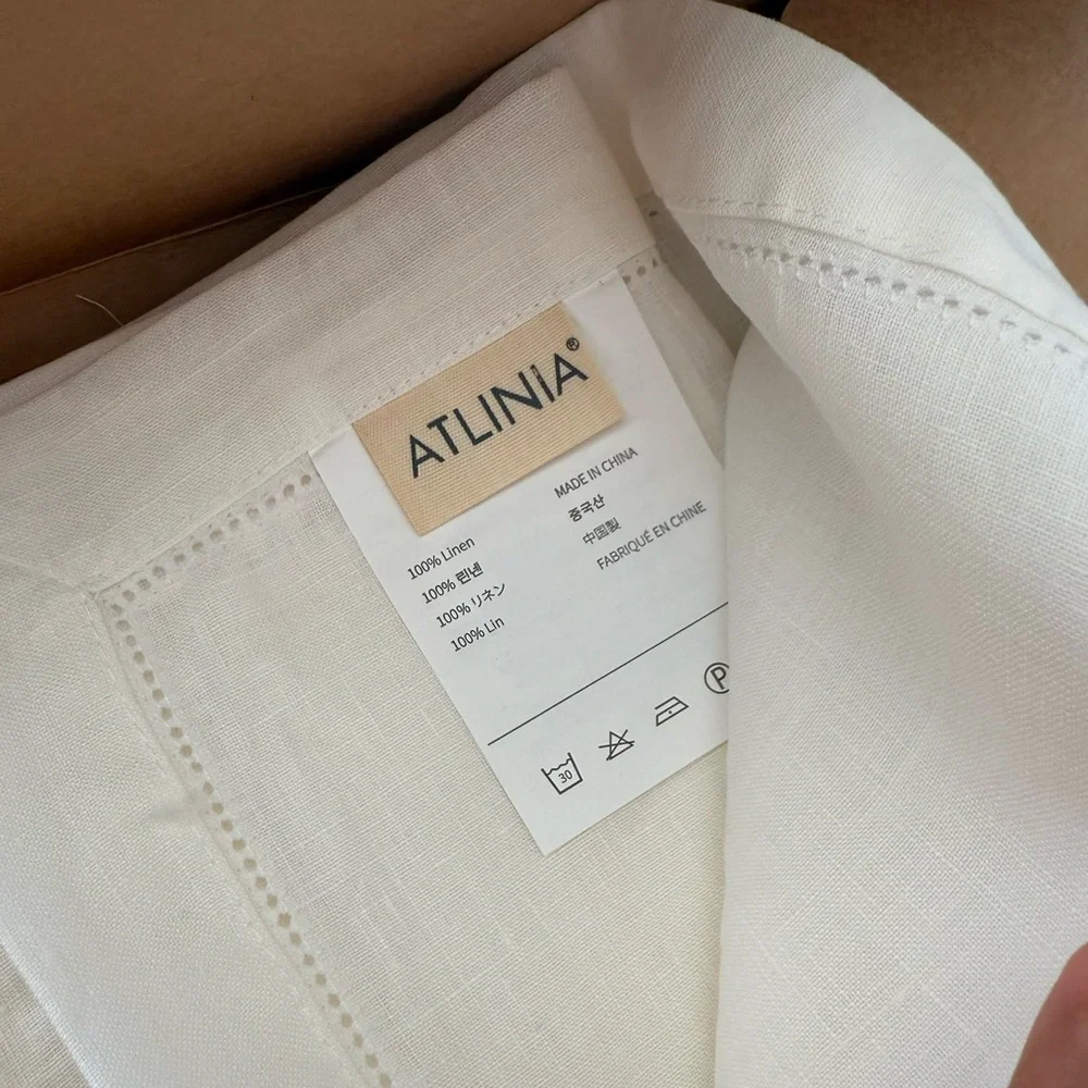 ATLINIA White Linen Placemats and Coasters